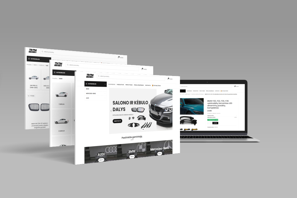 Automobilių aksesuarų ir kitų priedų elektroninė parduotuvė, sukurta pagal individualius kliento poreikius, užtikrinant išskirtinį funkcionalumą ir patogumą.