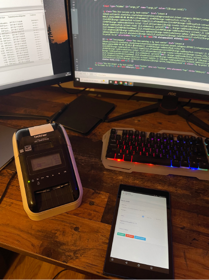 Programuojama lipdukų spausdinimo sistema Android įrenginiams