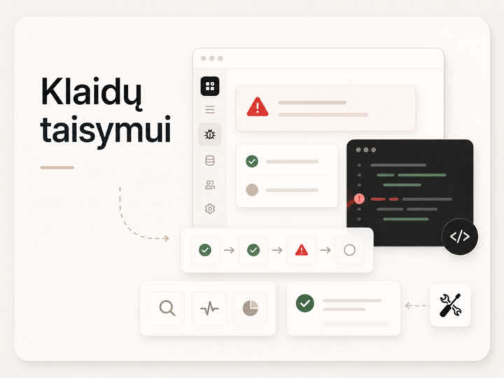 Svetainės klaidų taisymas ir custom kodo tvarkymas