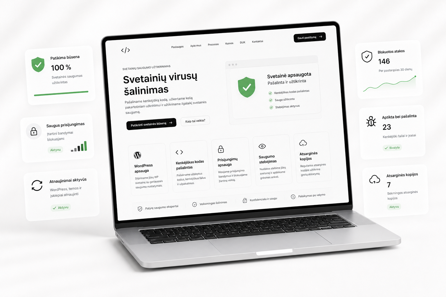 WordPress svetainės apsaugos sustiprinimas ir saugumo spragų šalinimas