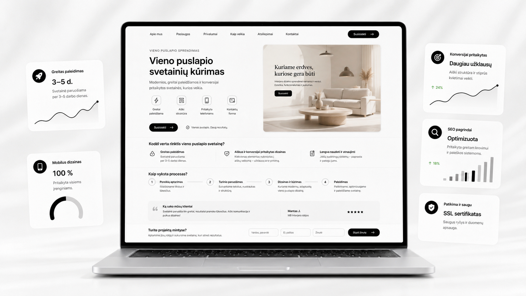 Google paieškai paruošta vieno puslapio svetainė